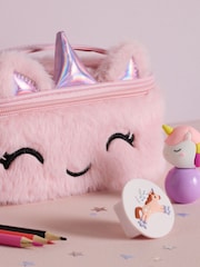 Pink Soft Fluffy Unicorn Filled Pencil Case - Image 3 of 3