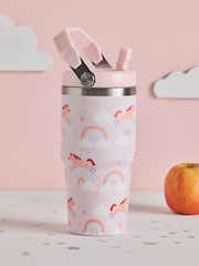 Pink Rodeo Unicorn 600ml Stainless Steel Water Bottle with Straw - Image 1 of 3
