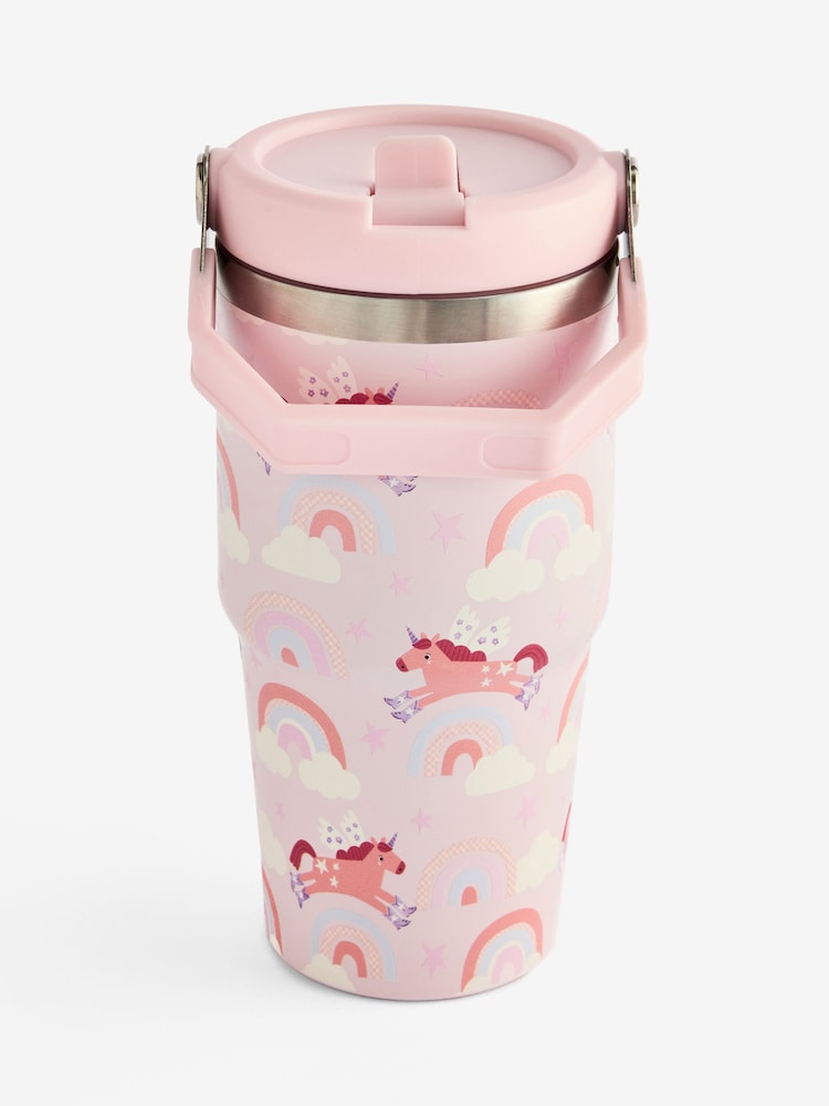 Pink Rodeo Unicorn 600ml Stainless Steel Water Bottle with Straw - Image 3 of 3