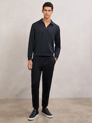 Reiss Navy Blue Pearson Polo Shirt - Image 3 of 6
