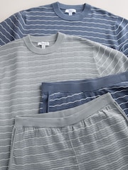 أزرق/رمادي - Set of Textured Wave Knitted T-Shirt and Shorts 2 Pack - صورة 12 من 15