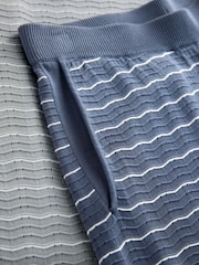 أزرق/رمادي - Set of Textured Wave Knitted T-Shirt and Shorts 2 Pack - صورة 14 من 15