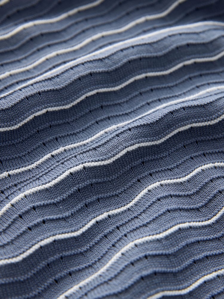 أزرق/رمادي - Set of Textured Wave Knitted T-Shirt and Shorts 2 Pack - صورة 15 من 15