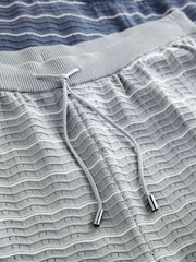 ブルー / グレー - Set of Textured Wave Knitted T-Shirt and Shorts 2 Pack - 画像 8 / 9