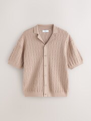 Brown/Neutral Textured Knitted Shirt and Shorts Set 2 Pack - Image 10 of 13