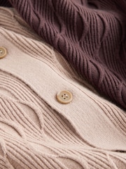 Brown/Neutral Textured Knitted Shirt and Shorts Set 2 Pack - Image 12 of 13