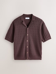 Brown/Neutral Textured Knitted Shirt and Shorts Set 2 Pack - Image 8 of 13