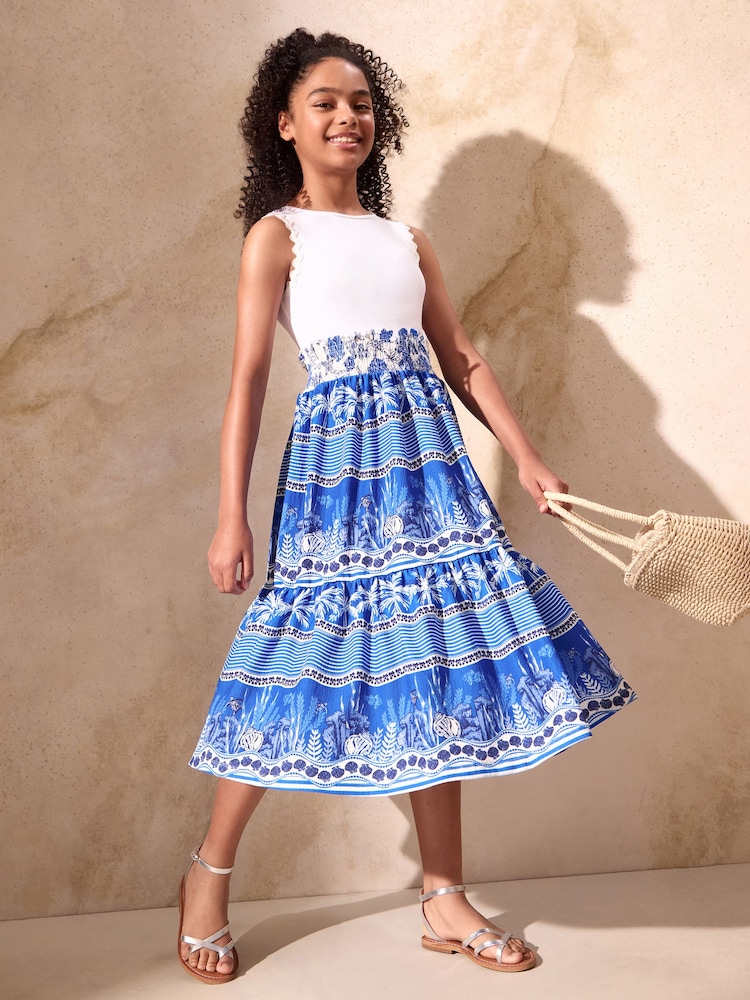 Lipsy Blue 2-in-1 Jersey Maxi Holiday Dress (5-16yrs) - Image 1 of 4