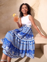 Lipsy Blue 2-in-1 Jersey Maxi Holiday Dress (5-16yrs) - Image 3 of 4