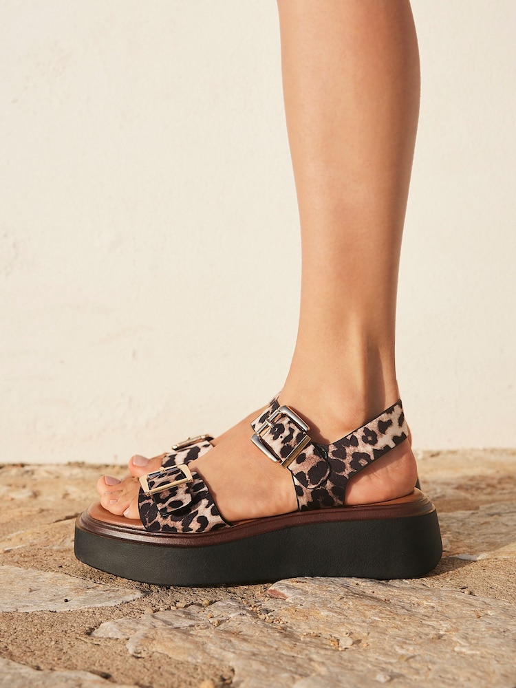 Linzi Animal Preserve Flatform Sandals With Buckle Straps - Image 1 of 5