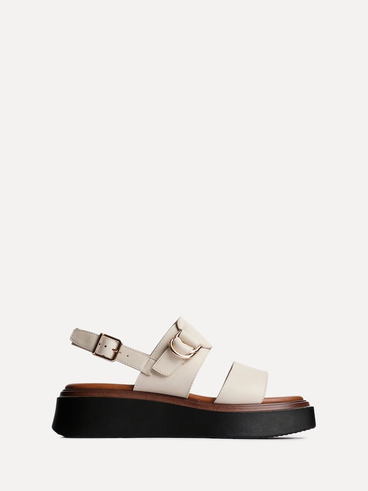 Linzi Cream Shift Double Strap Flatform Sandals With Buckle Detail - Image 2 of 5
