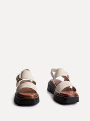 Linzi Cream Shift Double Strap Flatform Sandals With Buckle Detail - Image 3 of 5
