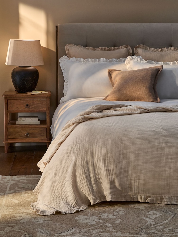 Natural Muslin Frill Throw - Image 1 of 6