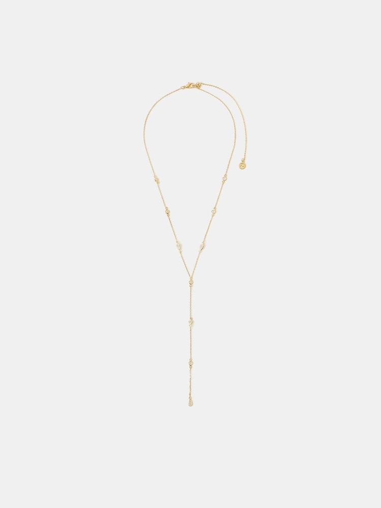 Accessorize Gold Tone 14ct Plated Diamanté Necklace - Image 1 of 3 Accessorize Gold Tone 14ct Plated Diamanté Necklace - Image 1 of 3