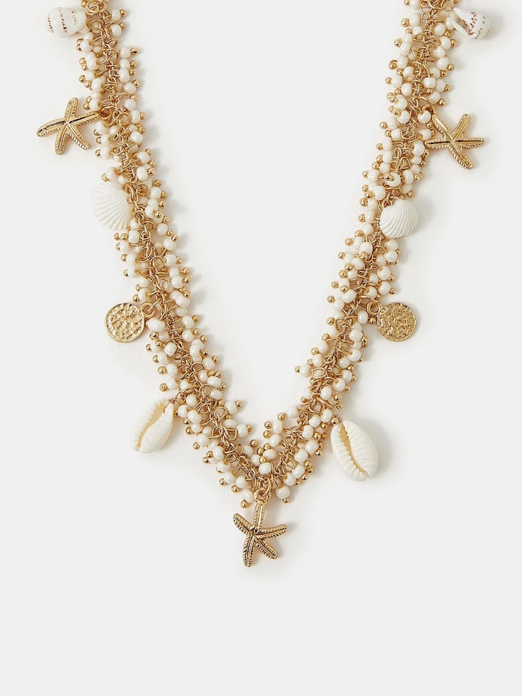 Accessorize Cream Seashell Starfish Bead Necklace - Image 3 of 3 Accessorize Cream Seashell Starfish Bead Necklace - Image 3 of 3