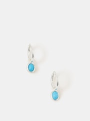 Accessorize Blue Sterling Silver Healing Stone Hoop Earrings - Image 1 of 2