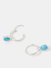Accessorize Blue Sterling Silver Healing Stone Hoop Earrings - Image 2 of 2