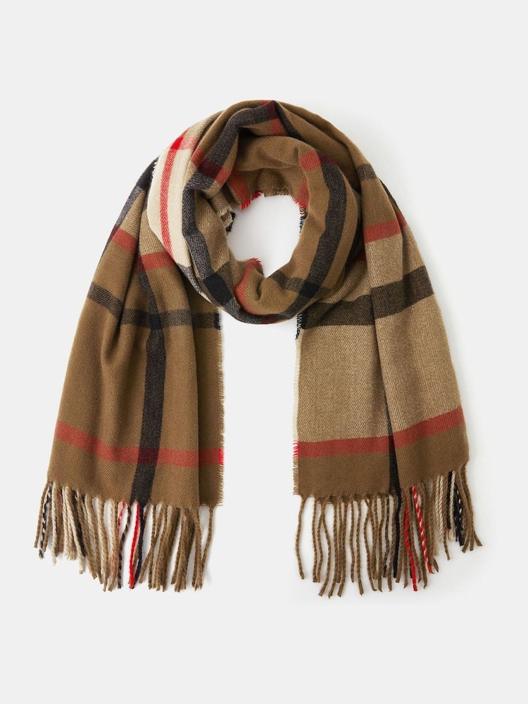Accessorize Brown Check Print Scarf - Image 1 of 3 Accessorize Brown Check Print Scarf - Image 1 of 3