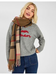 Accessorize Brown Check Print Scarf - Image 3 of 3