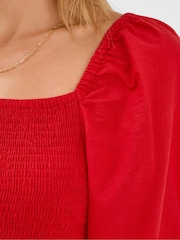 Accessorize Red Puff Sleeve Smocked Maxi Dress - Image 2 of 4