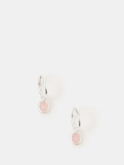 Accessorize Pink Sterling Silver Healing Stone Hoop Earrings - Image 1 of 2