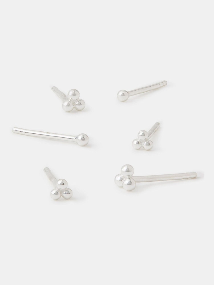 Accessorize 925 Sterling Silver 3-Pack  Ball Stud Earrings - Image 1 of 2