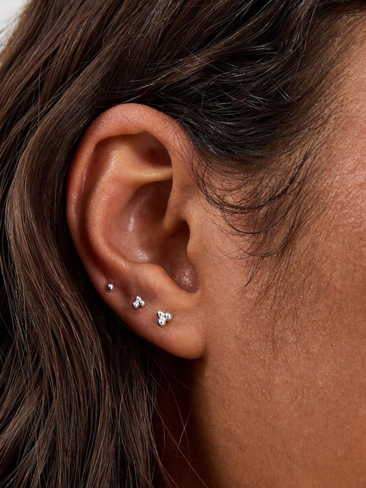 Accessorize 925 Sterling Silver 3-Pack  Ball Stud Earrings - Image 2 of 2