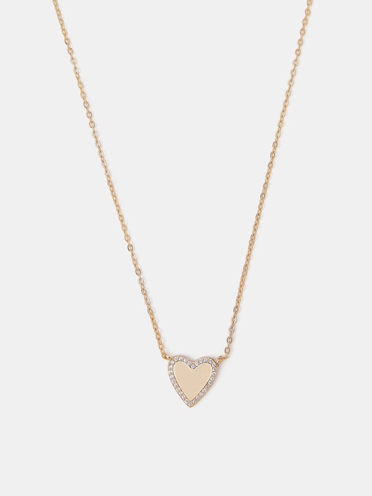 Accessorize Gold Plated 14ct Heart Pendant Necklace - Image 2 of 4 Accessorize Gold Plated 14ct Heart Pendant Necklace - Image 2 of 4