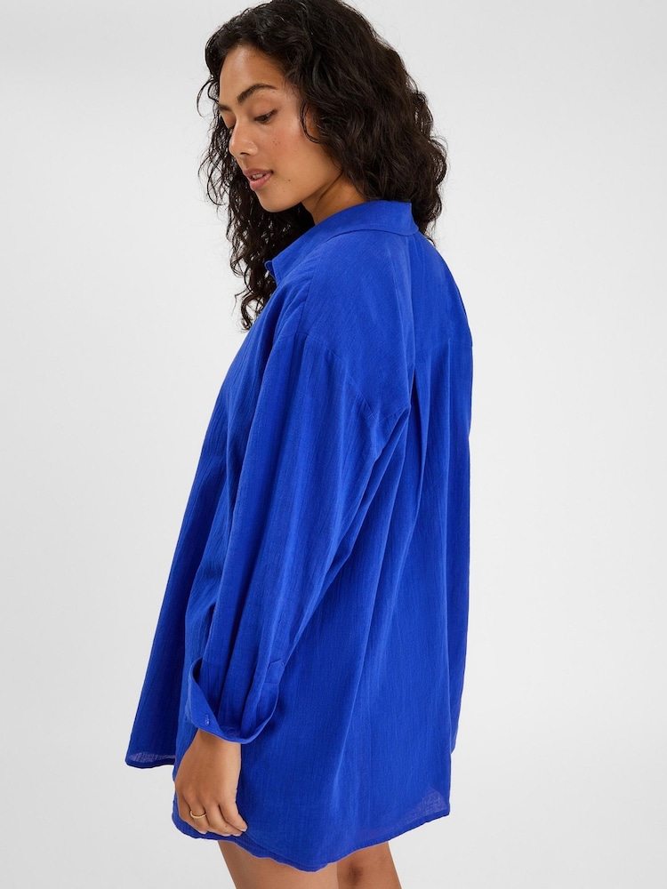 Accessorize Blue Long Sleeve Beach Cover-Up Shirt - Image 2 of 4