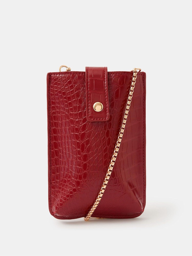 Accessorize Red Croc Tab Phone Bag - Image 1 of 2 Accessorize Red Croc Tab Phone Bag - Image 1 of 2