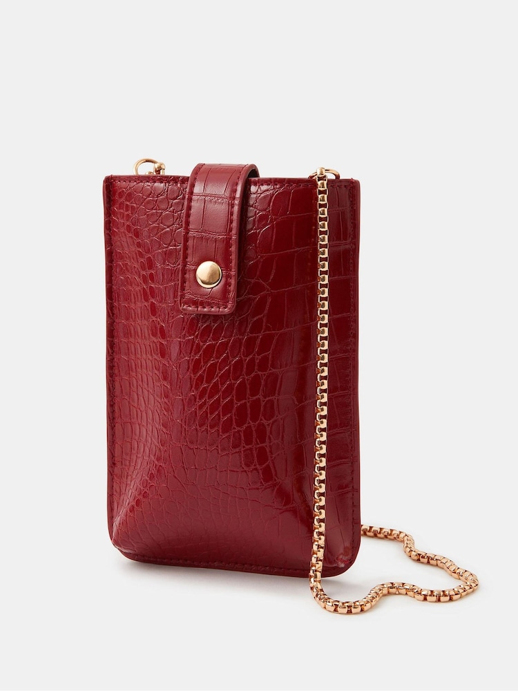 Accessorize Red Croc Tab Phone Bag - Image 2 of 2 Accessorize Red Croc Tab Phone Bag - Image 2 of 2