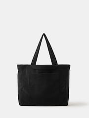 Accessorize Black Double Strap Corduroy Shopper Bag - Image 1 of 6