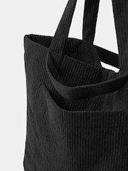 Accessorize Black Double Strap Corduroy Shopper Bag - Image 4 of 6