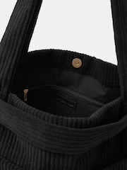 Accessorize Black Double Strap Corduroy Shopper Bag - Image 5 of 6