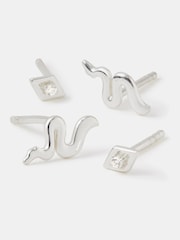 Accessorize 925 Sterling Silver 2-Pack Snake & Eye Stud Earrings - Image 1 of 2