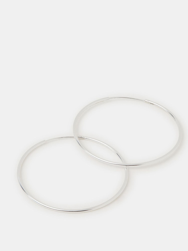 Accessorize Silver Sterling Large Hoop Earrings - Image 2 of 2