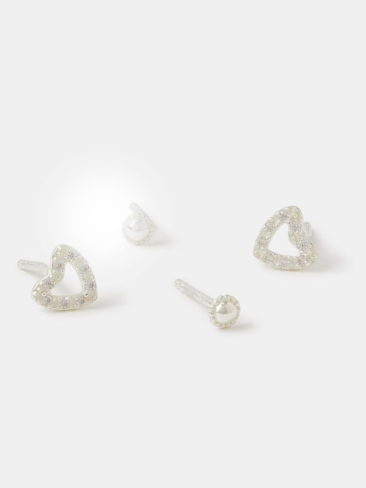 Accessorize Silver Sterling  2-Pack Heart Stud Earrings - Image 1 of 2