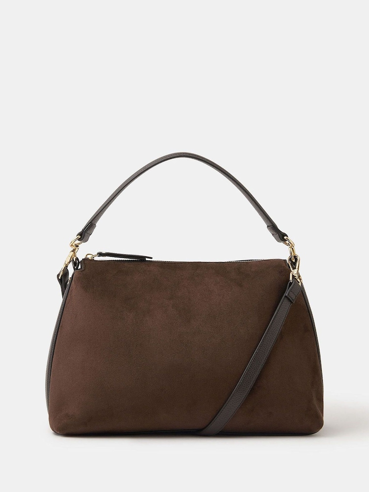 Accessorize Brown Slouchy Suedette Handbag - Image 1 of 5