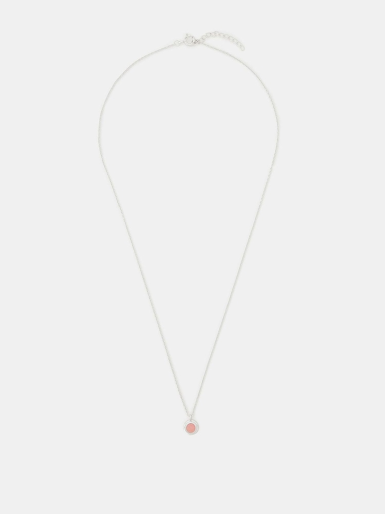 Accessorize Pink Sterling Healing Stone Pendant Necklace - Image 1 of 2 Accessorize Pink Sterling Healing Stone Pendant Necklace - Image 1 of 2