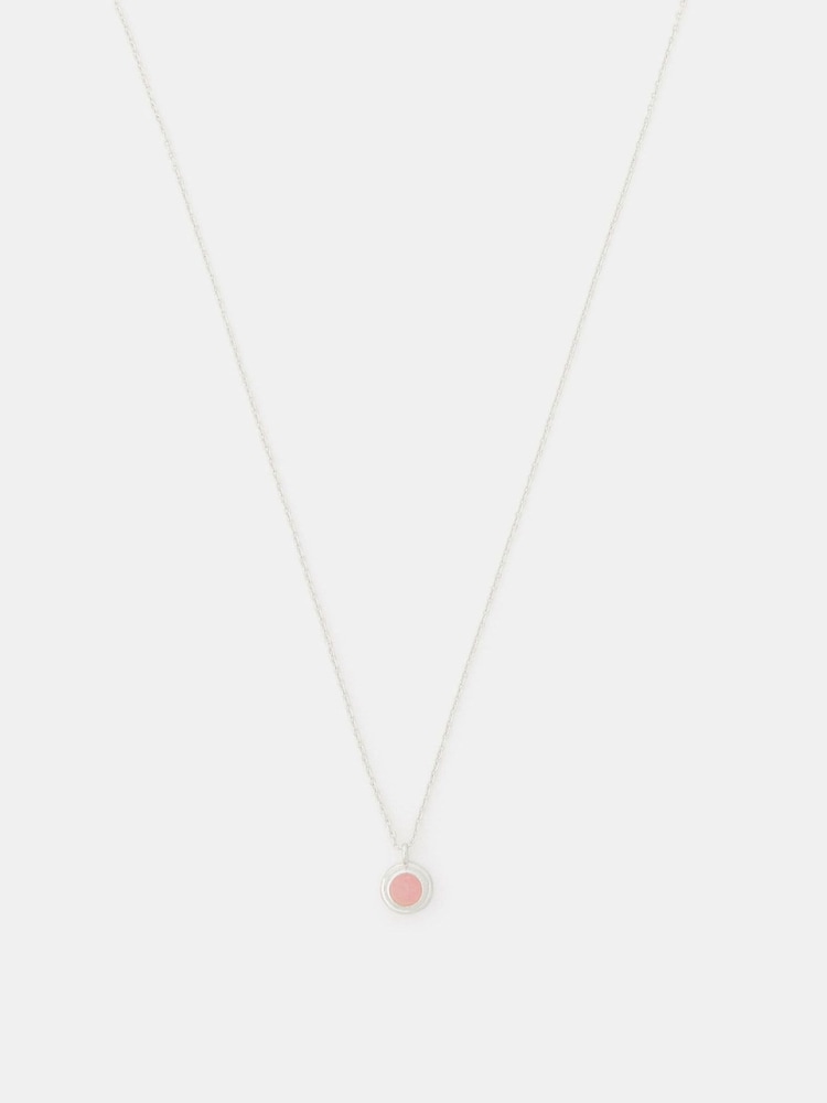 Accessorize Pink Sterling Healing Stone Pendant Necklace - Image 2 of 2 Accessorize Pink Sterling Healing Stone Pendant Necklace - Image 2 of 2