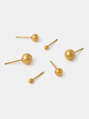 Accessorize Gold 3-Pack Stainless Steel Ball Stud Earrings - Image 1 of 2
