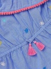 Angels By Accessorize Blue Girls Embroidered One Shoulder Playsuit - Image 2 of 2