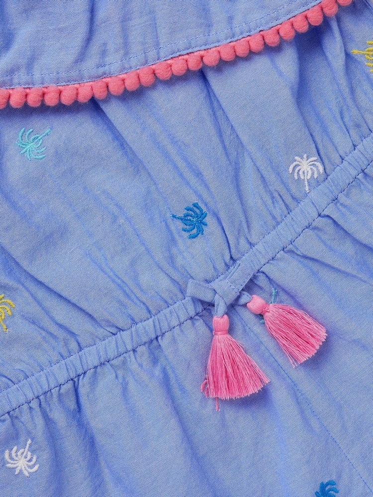 Angels By Accessorize Blue Girls Embroidered One Shoulder Playsuit - Image 2 of 2