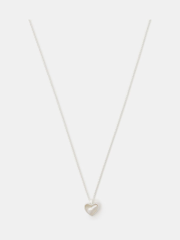 Accessorize Silver Plated Sterling Pearl Heart Pendant Necklace - Image 1 of 1