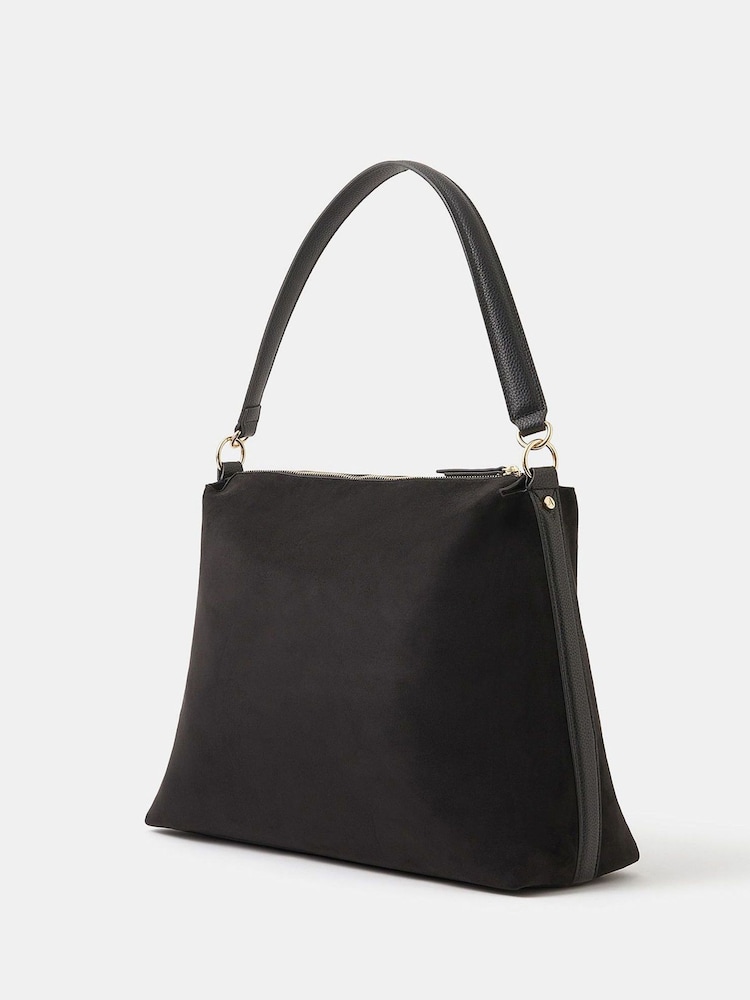 Accessorize Black Large Slouchy Suedette Handbag - Image 2 of 5