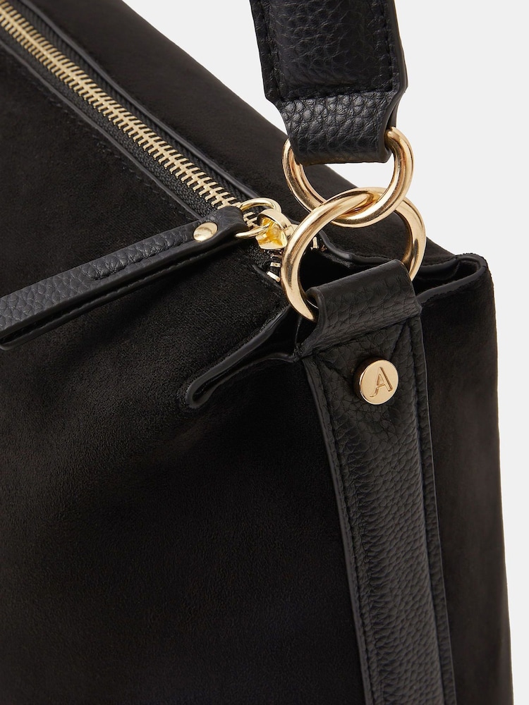 Accessorize Black Large Slouchy Suedette Handbag - Image 5 of 5