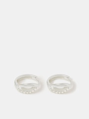 Accessorize 925 Sterling Silver Diamanté Twist Hoop Earrings - Image 1 of 3