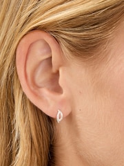 Accessorize 925 Sterling Silver Diamanté Twist Hoop Earrings - Image 3 of 3