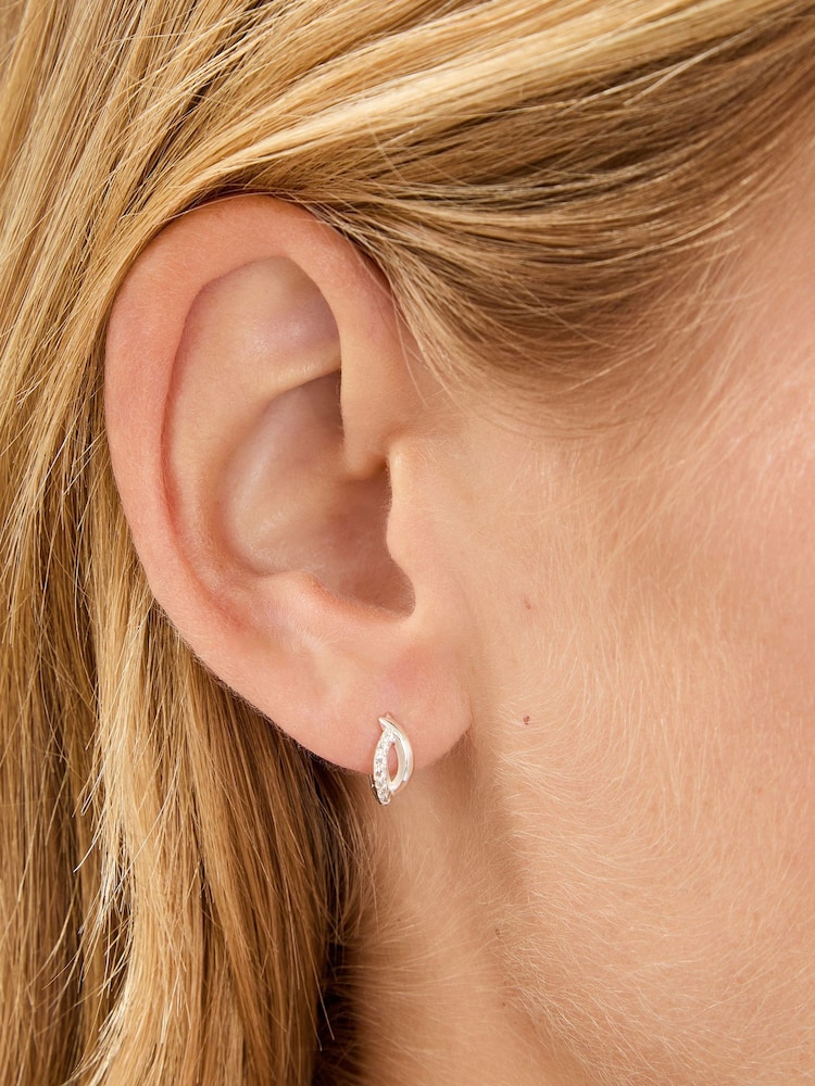 Accessorize 925 Sterling Silver Diamanté Twist Hoop Earrings - Image 3 of 3