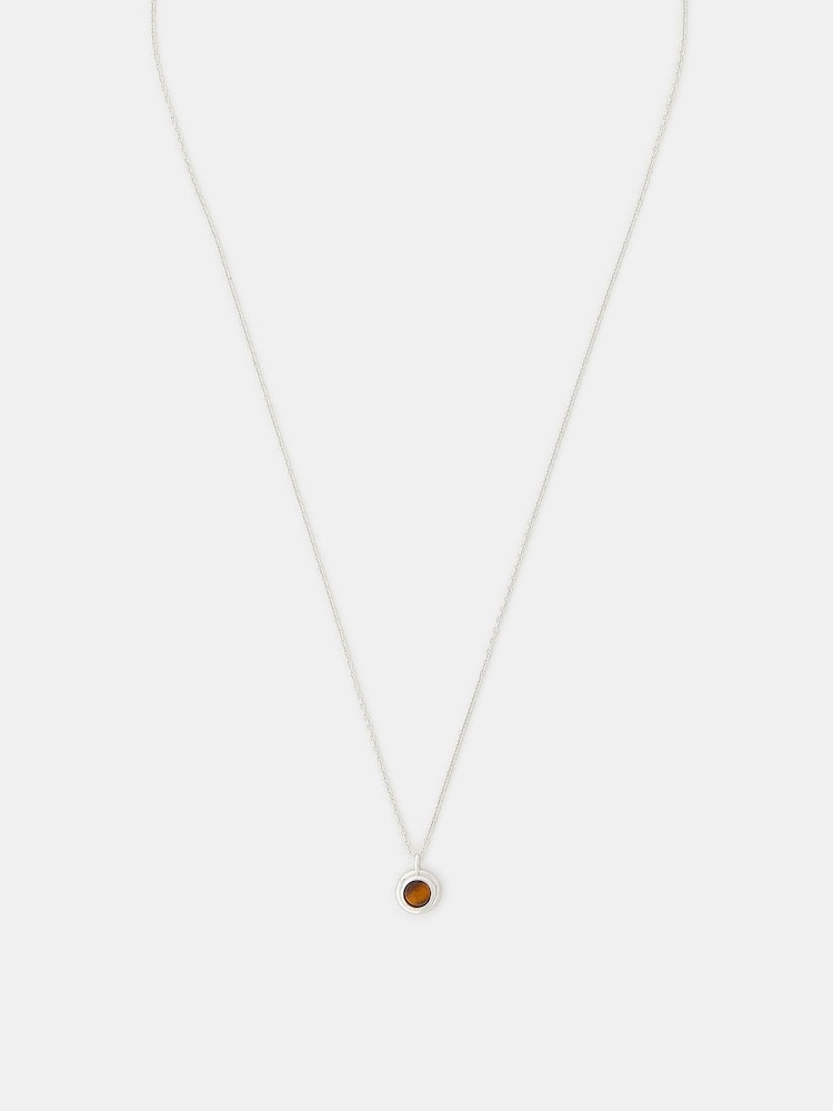 Accessorize Brown Sterling Silver Healing Stone Pendant Necklace - Image 2 of 2 Accessorize Brown Sterling Silver Healing Stone Pendant Necklace - Image 2 of 2